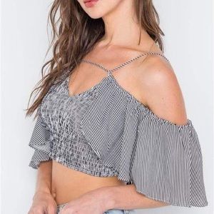Summer Smocked Crop Top Ruffle sleeves